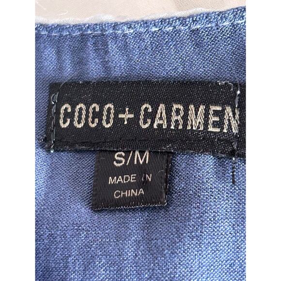 Coco + Carmen Boho Top Size S-M Blue Ombre Bell Sleeve Sheer Fairy Feminine Flow - Picture 8 of 13